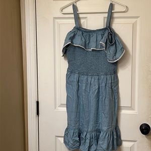 Blue Ruffle Cold Shoulder Dress